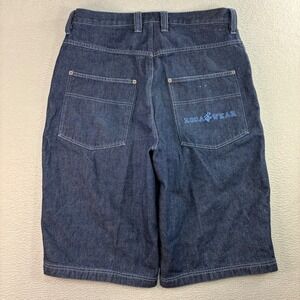 Y2K Rocawear Baggy Jorts Men 36x15 Blue Embroidered Loose Relaxed Jean Shorts